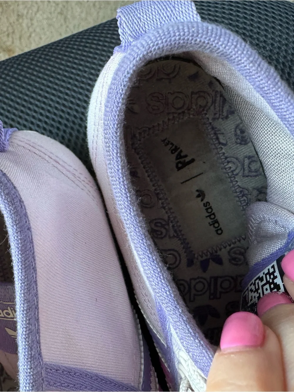 adidas x Parley Nizza Lavender High-Top Sneakers with Pink Stripes